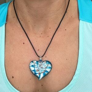 Handblown Glass Heart Pendant Necklace